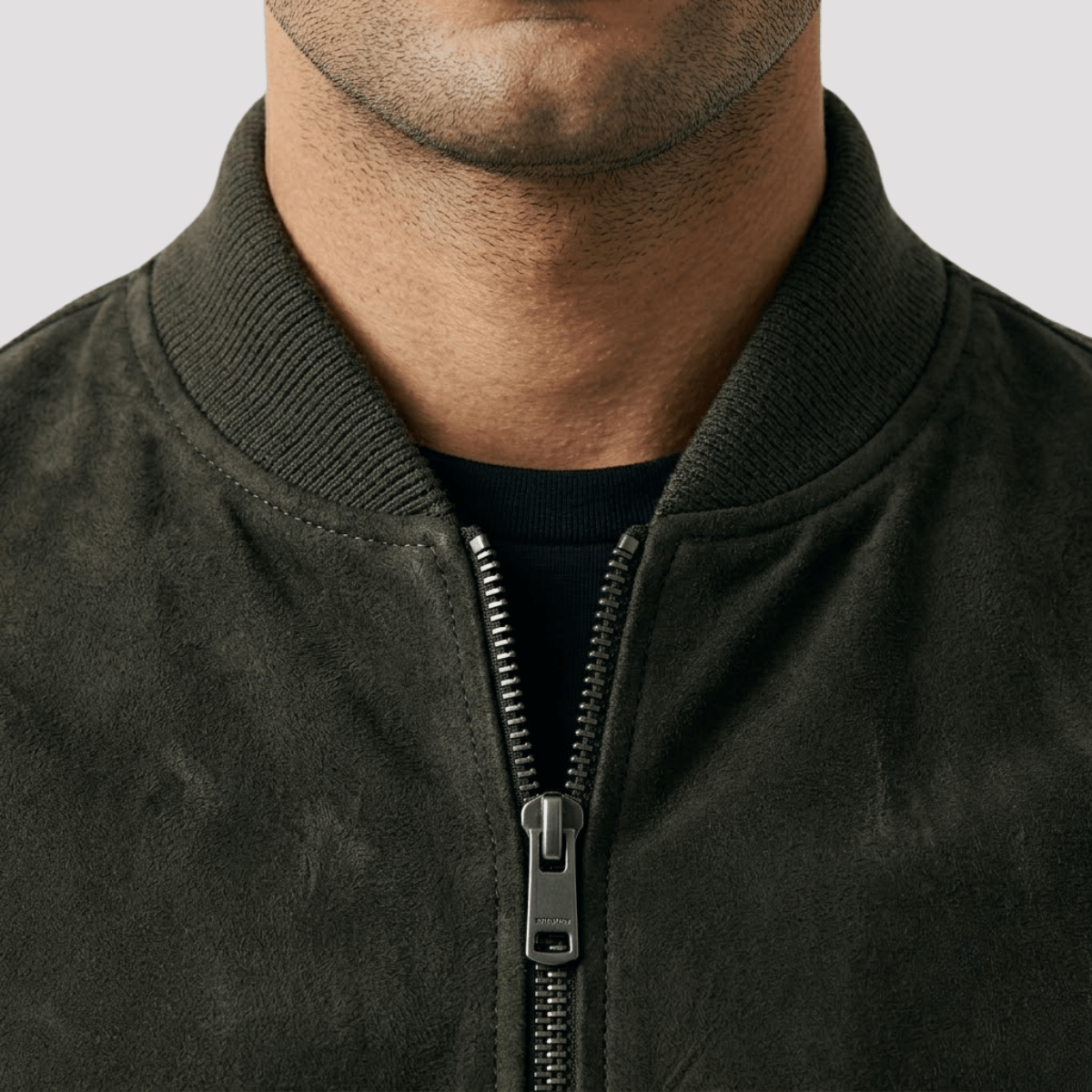 Jaqueta Bomber Masculina de Camurça com Ziper