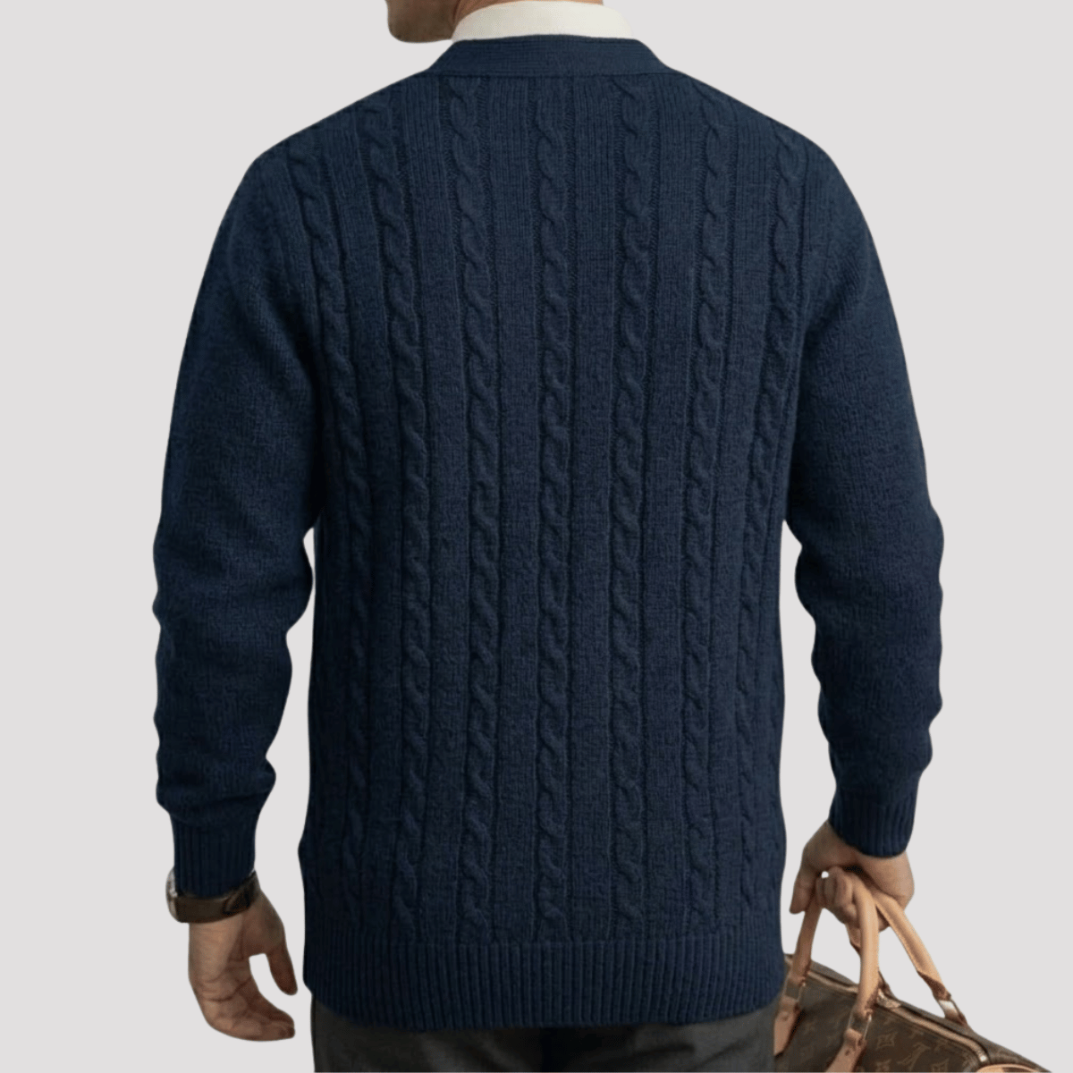Suéter masculino de Tricot com Botão