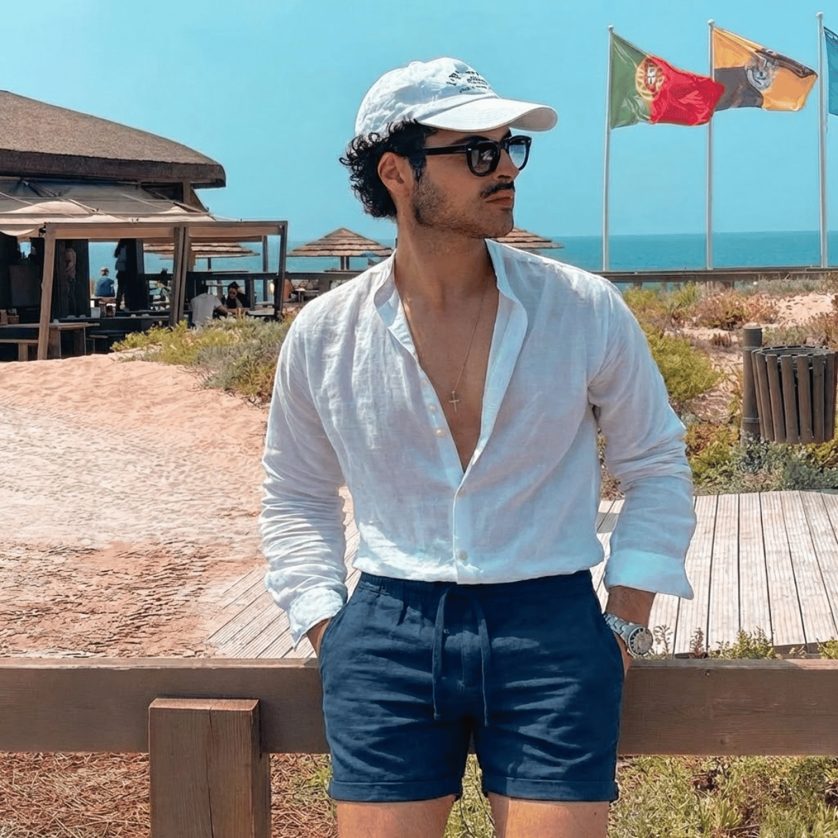 Bermuda de Linho Masculina Reta