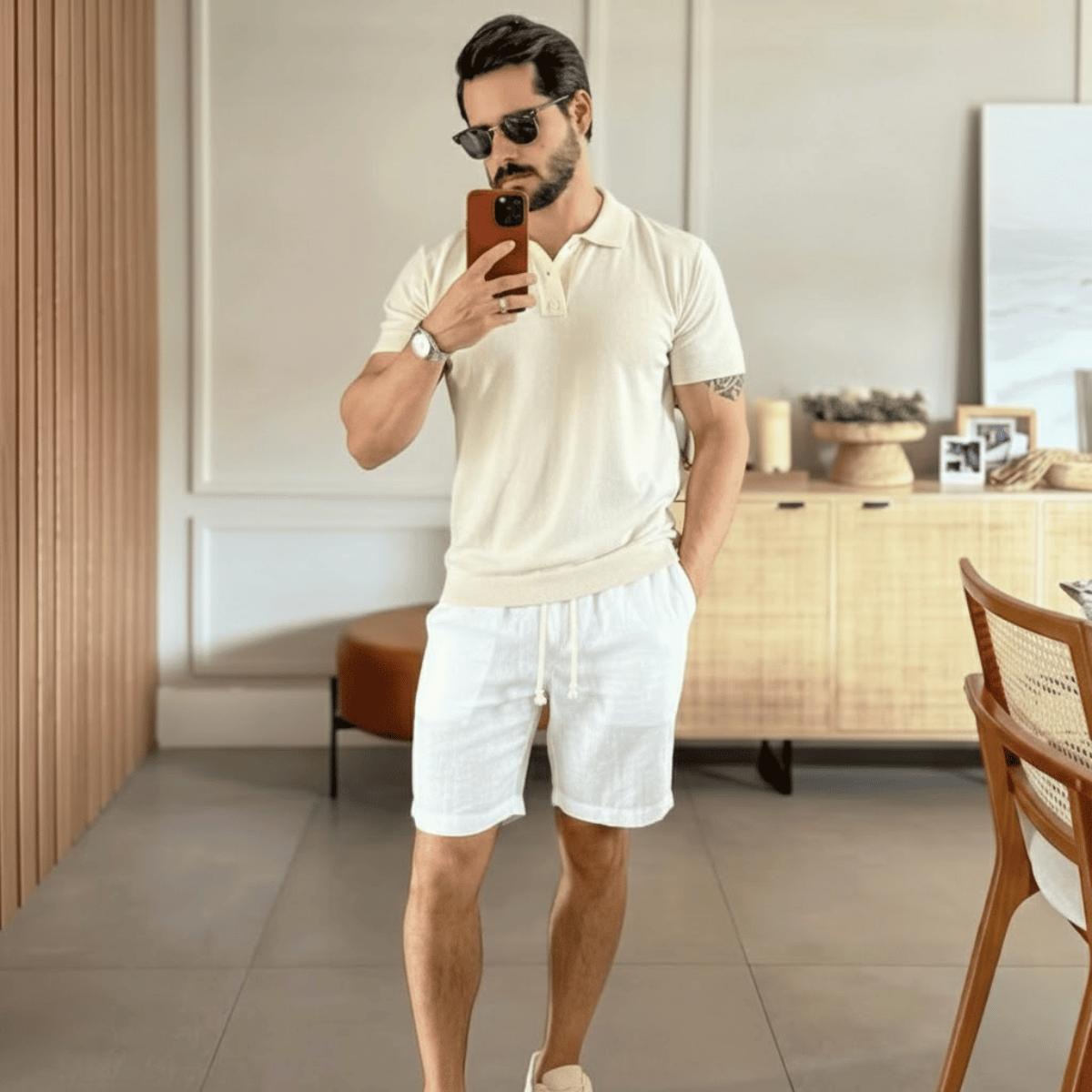 Kit 2 Bermudas de Linho Masculina Branca