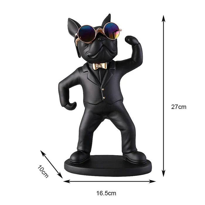 Escultura Decorativa BullDog Mordomo Suporte de Taças - Design Sofisticado e Material Resistente