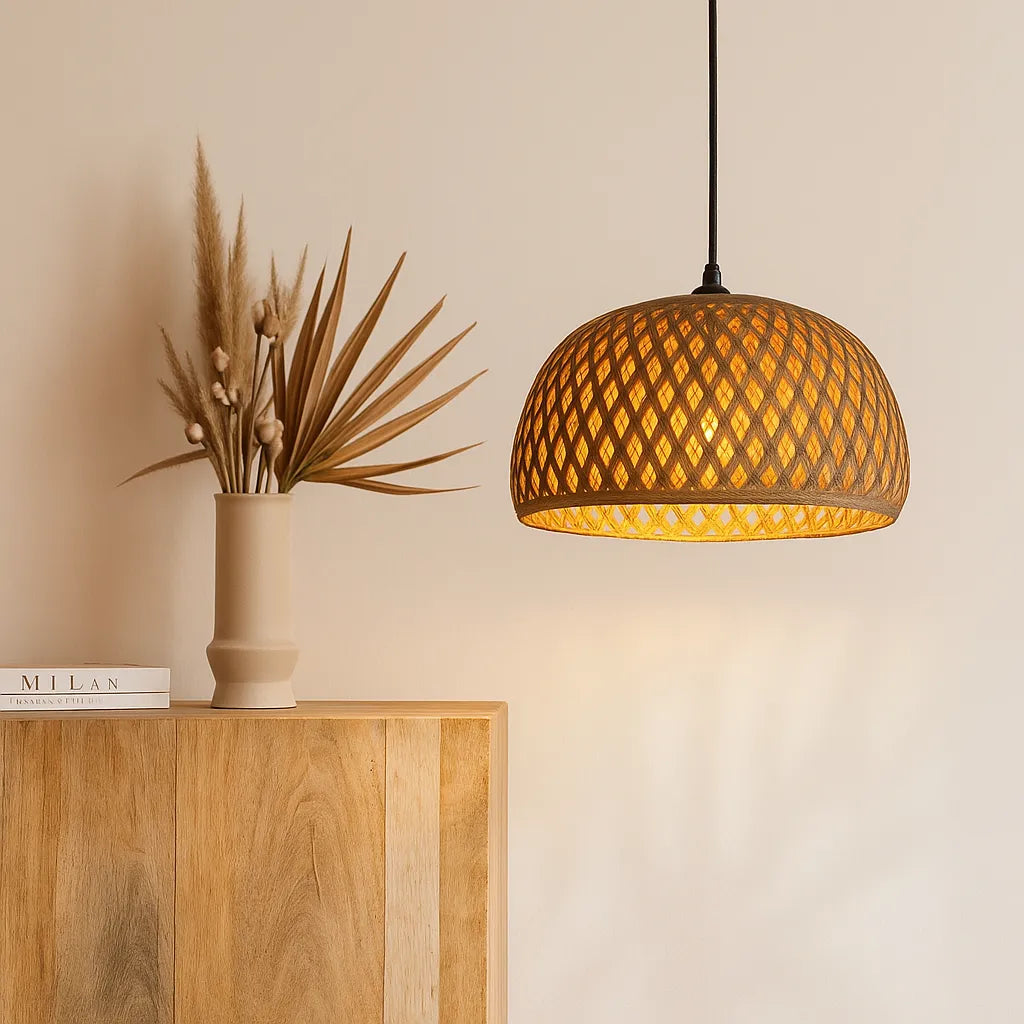 Luminária Pendente Bambu Rattan Loom — Toque de sofisticação natural