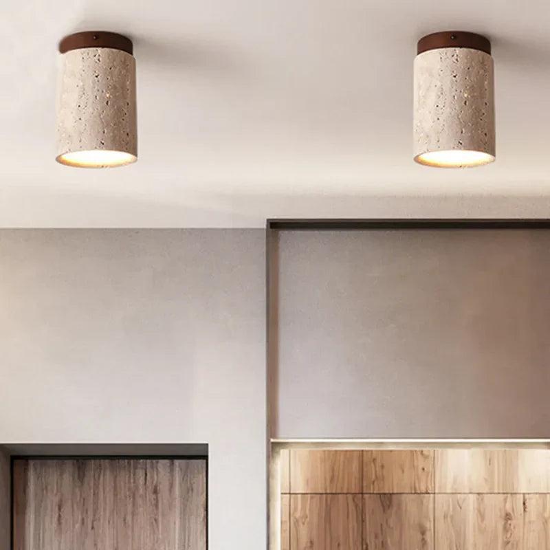 Lustre Pedra Travertino Luminária de Teto