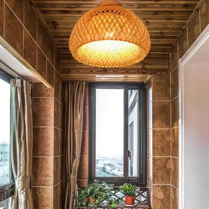 Luminária de Teto Bambu Artesanal Iluminação sofisticada