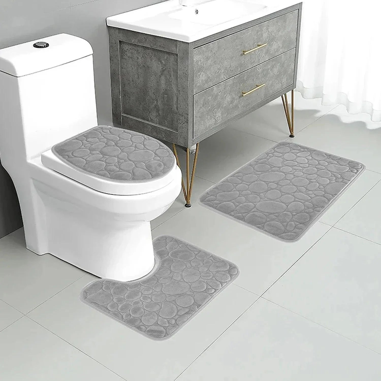 Kit 3 Tapetes Absorve Zelar – Máxima Absorção e Conforto para Seu Banheiro