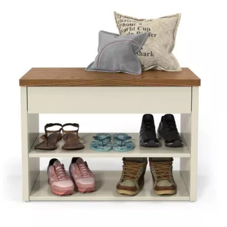 Sapateira Hall com Assento, 1 Gaveta e 2 Prateleiras