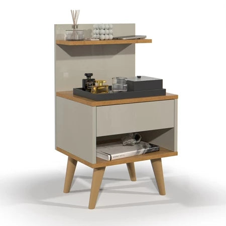 Mesa de Cabeceira com Gaveta Sleep, Nicho e Prateleira