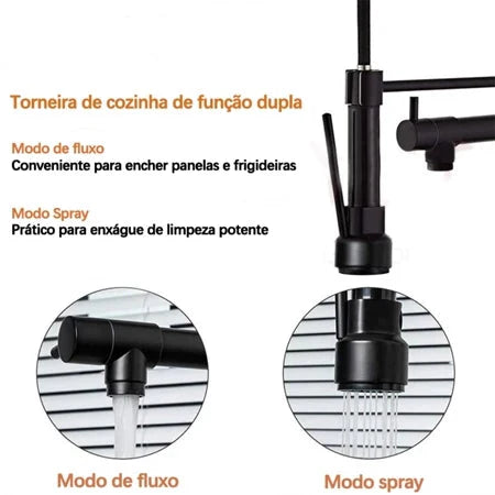 Torneira Gourmet Bico Duplo 360° Versatilidade com Estilo e Robustez