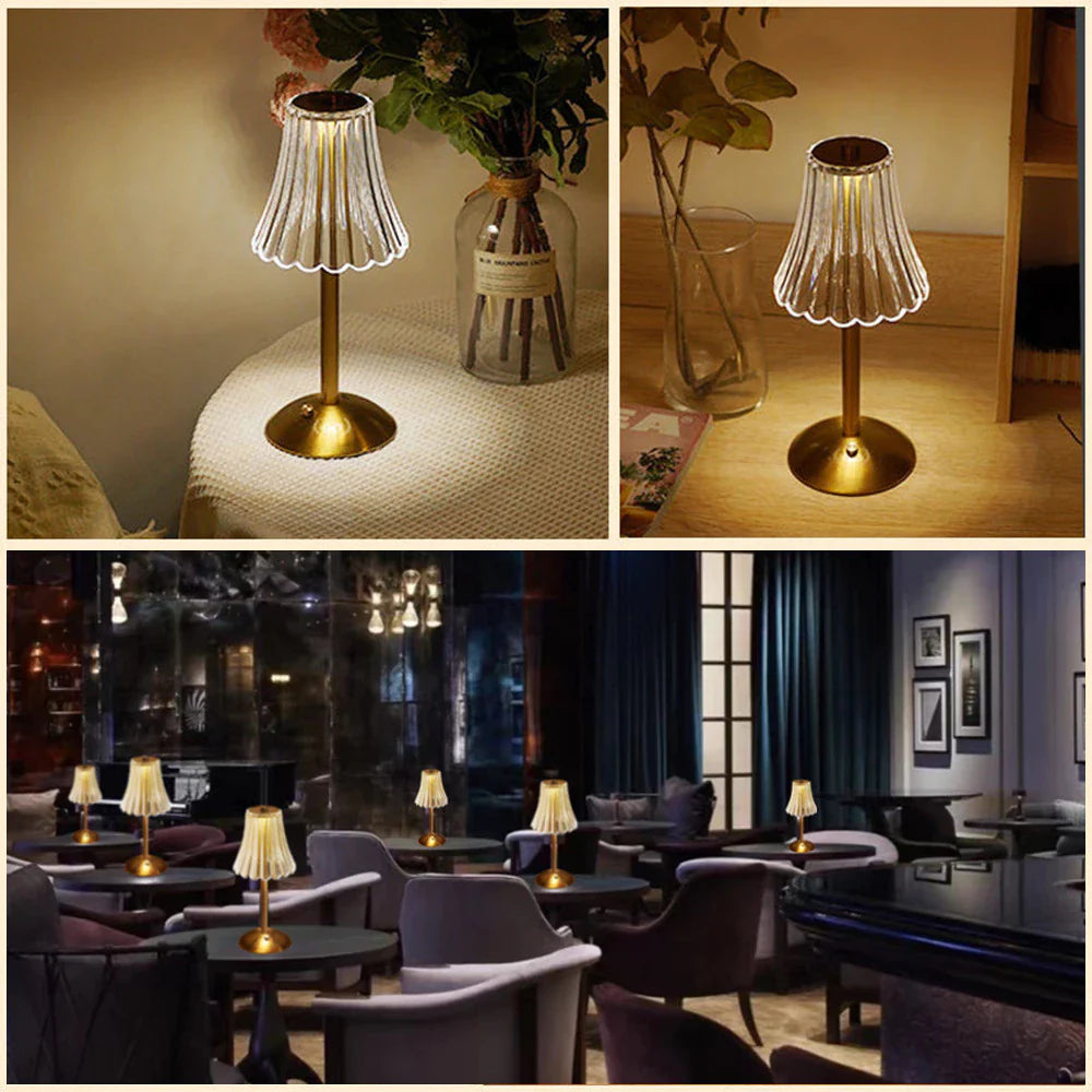 Abajur Portátil de Cristal com Sensor de Toque Sem Fio