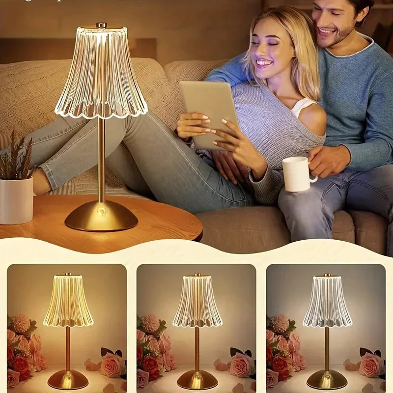 Abajur Portátil de Cristal com Sensor de Toque Sem Fio