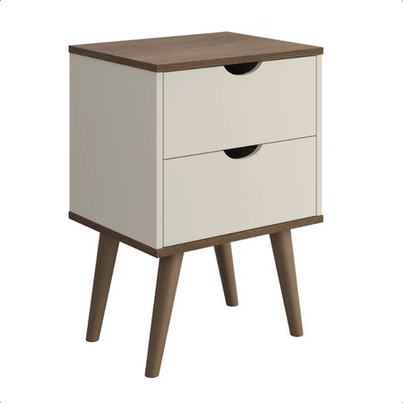 Mesa de Cabeceira Retrô com 2 Gavetas Usinadas