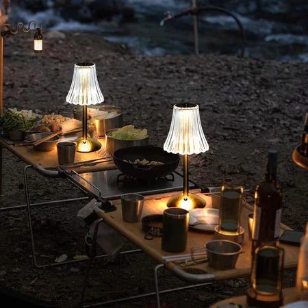 Abajur Portátil de Cristal com Sensor de Toque Sem Fio