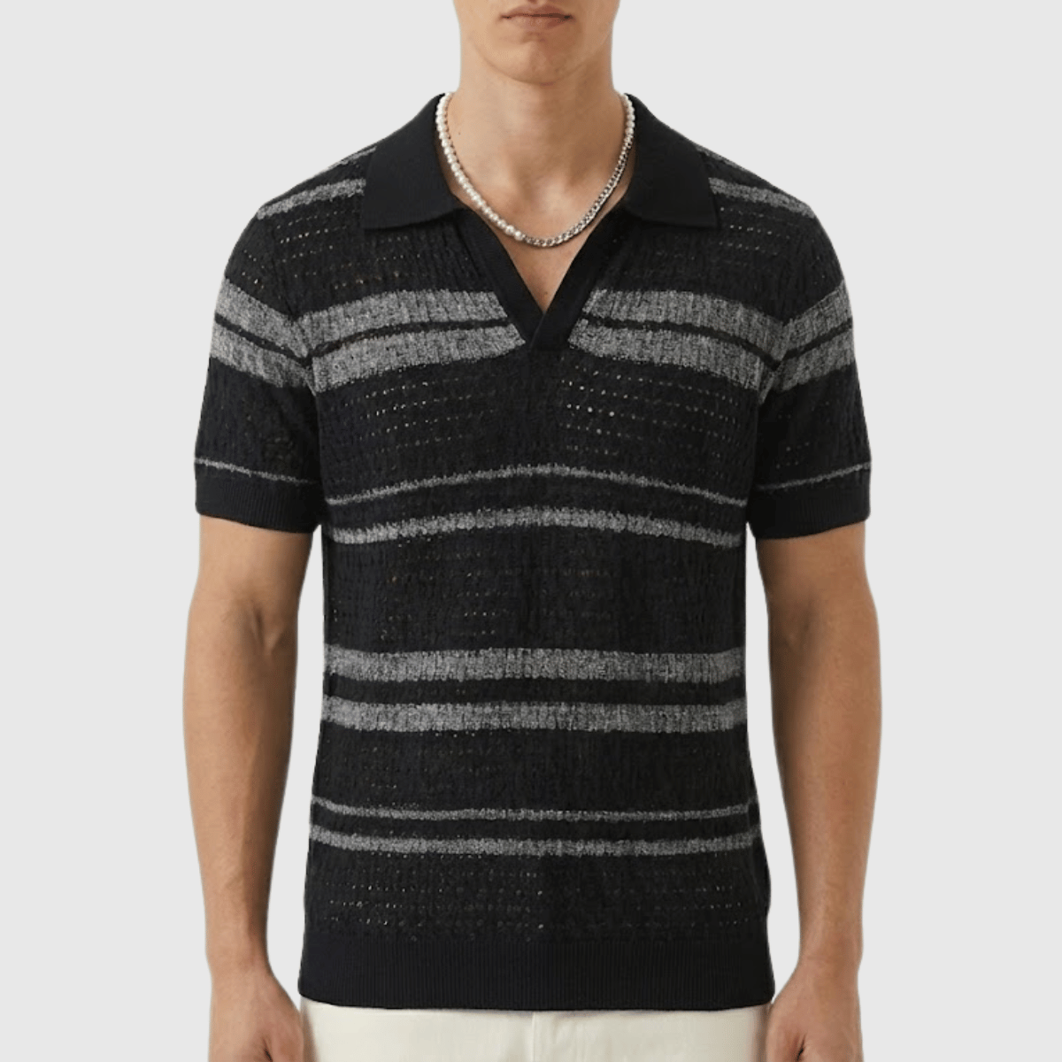 Camisa Polo Tricot Masculina Preta