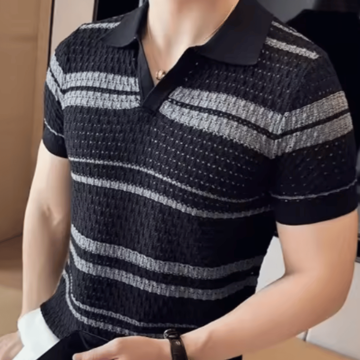 Camisa Polo Tricot Masculina Preta
