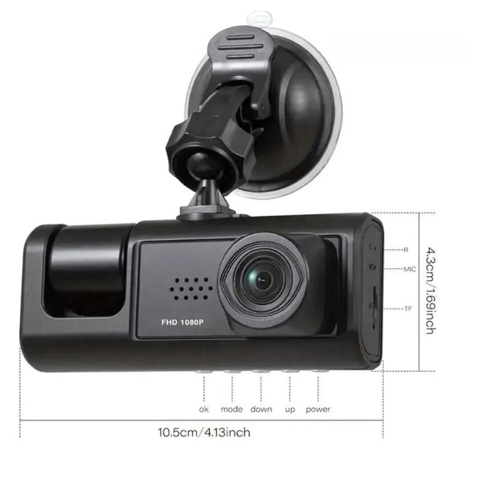 Câmera Veicular com Visão Noturna IR, Gravação em Loop e Tela IPS de 2" 1080P