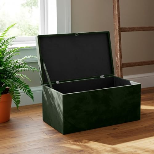 Baú Organizador Banco Retangular em Veludo 90x40x44cm