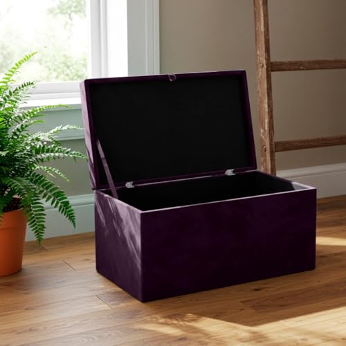 Baú Organizador Banco Retangular em Veludo 90x40x44cm
