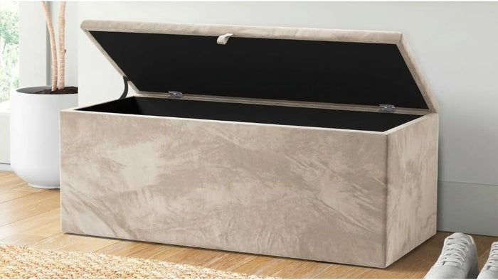 Baú Organizador Banco Retangular em Veludo 90x40x44cm
