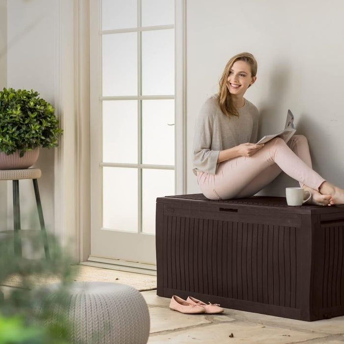 Keter Comfy Deck Box Baú Multiuso 270L Marrom