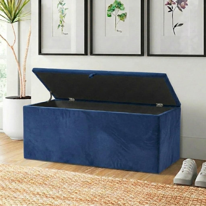 Baú Organizador Banco Retangular em Veludo 90x40x44cm