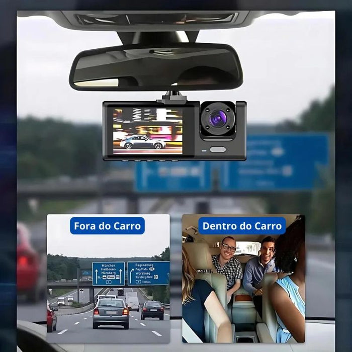 Câmera Veicular com Visão Noturna IR, Gravação em Loop e Tela IPS de 2" 1080P