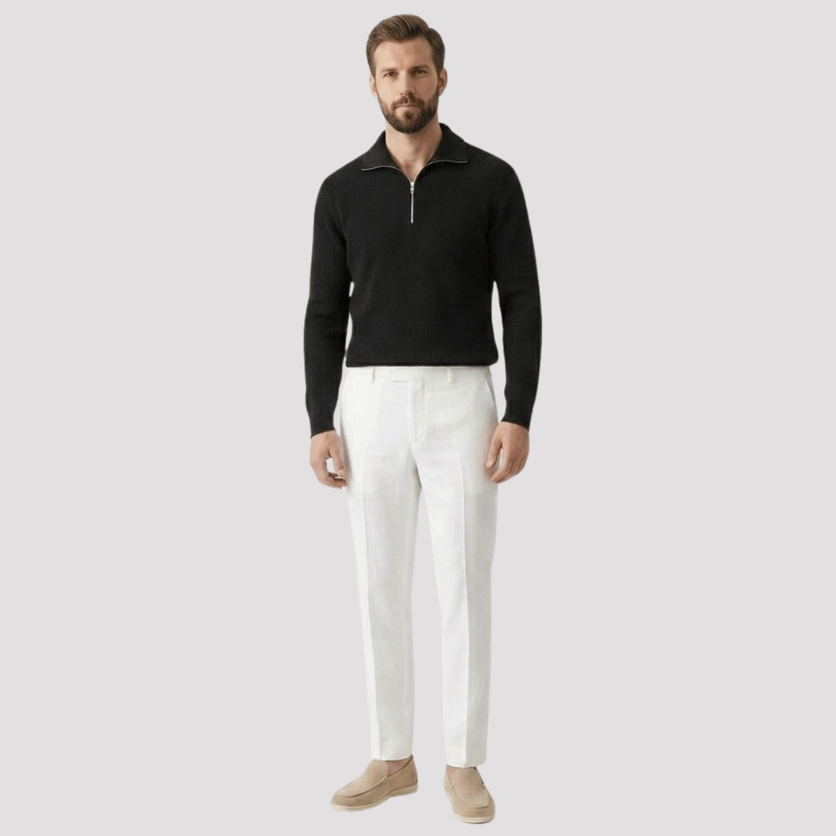 Conjunto Jaqueta Cacharrel Masculina com Zíper + Mocassim Loafer de Camurça