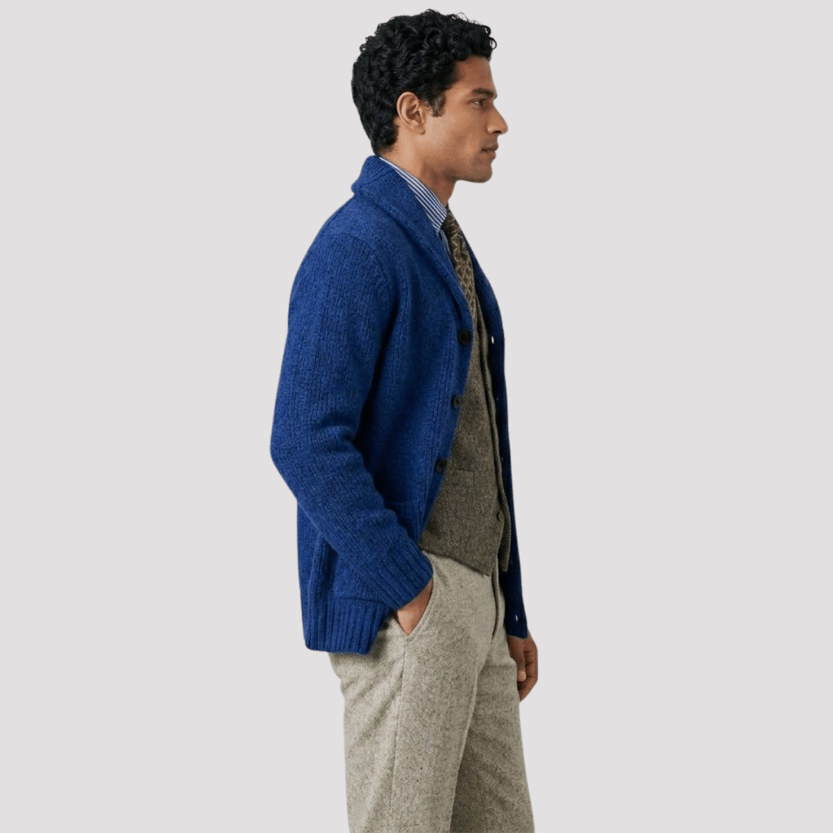 Cardigan Masculino de Tricot com Botão