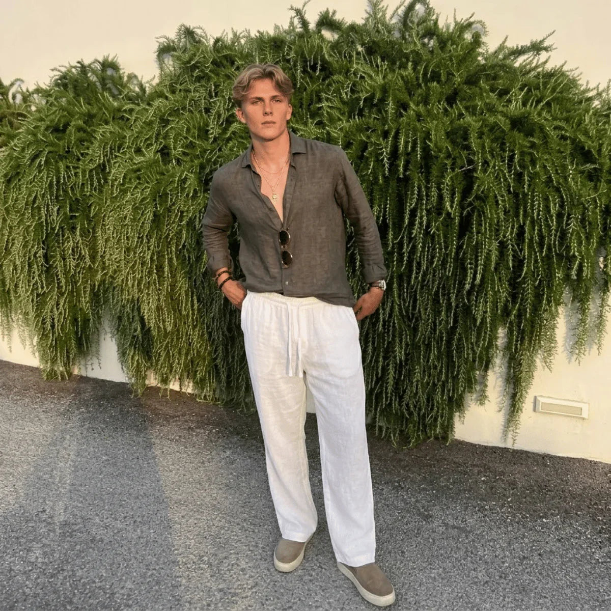 Calça de linho Masculina reta