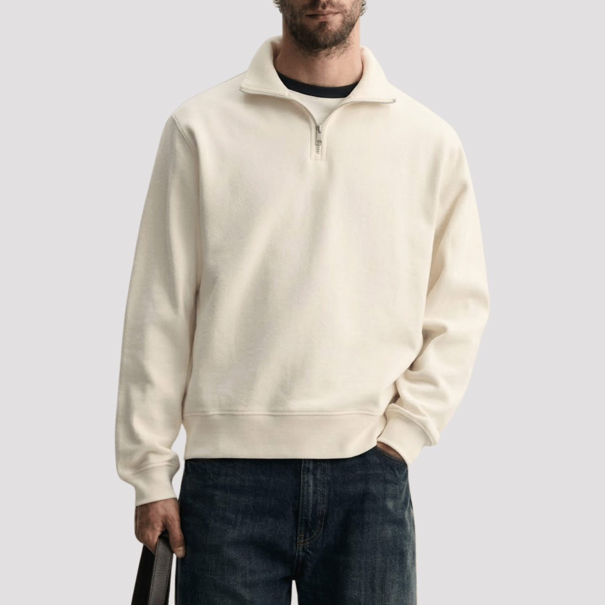 Suéter Quarter Zíp Masculino Liso