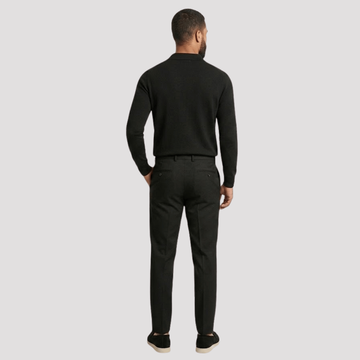 Conjunto Polo Manga longa + Calça de Alfaiataria Preta