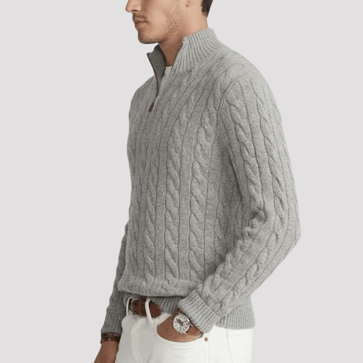 Suéter Quarter Zip Masculino Texturizado