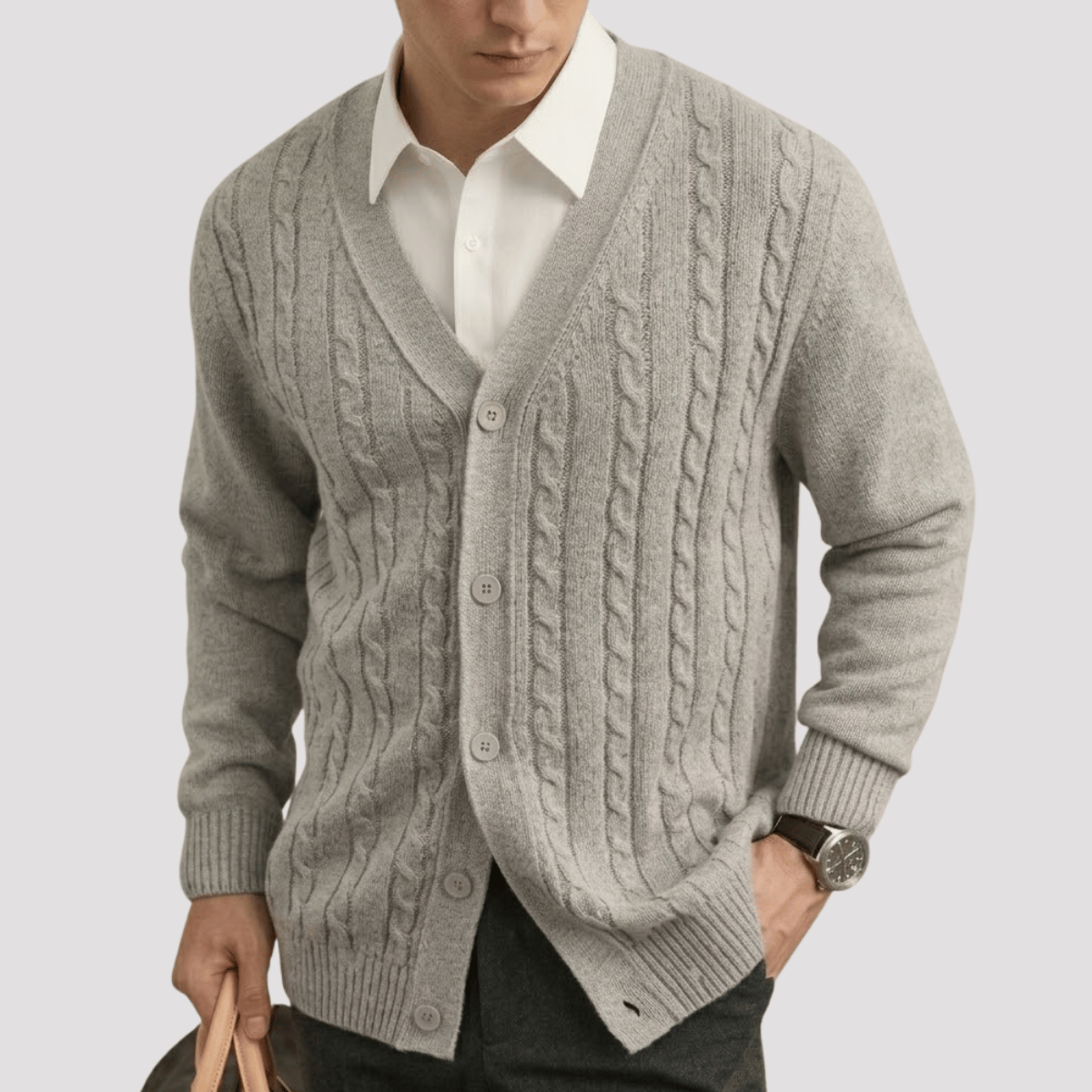 Suéter masculino de Tricot com Botão