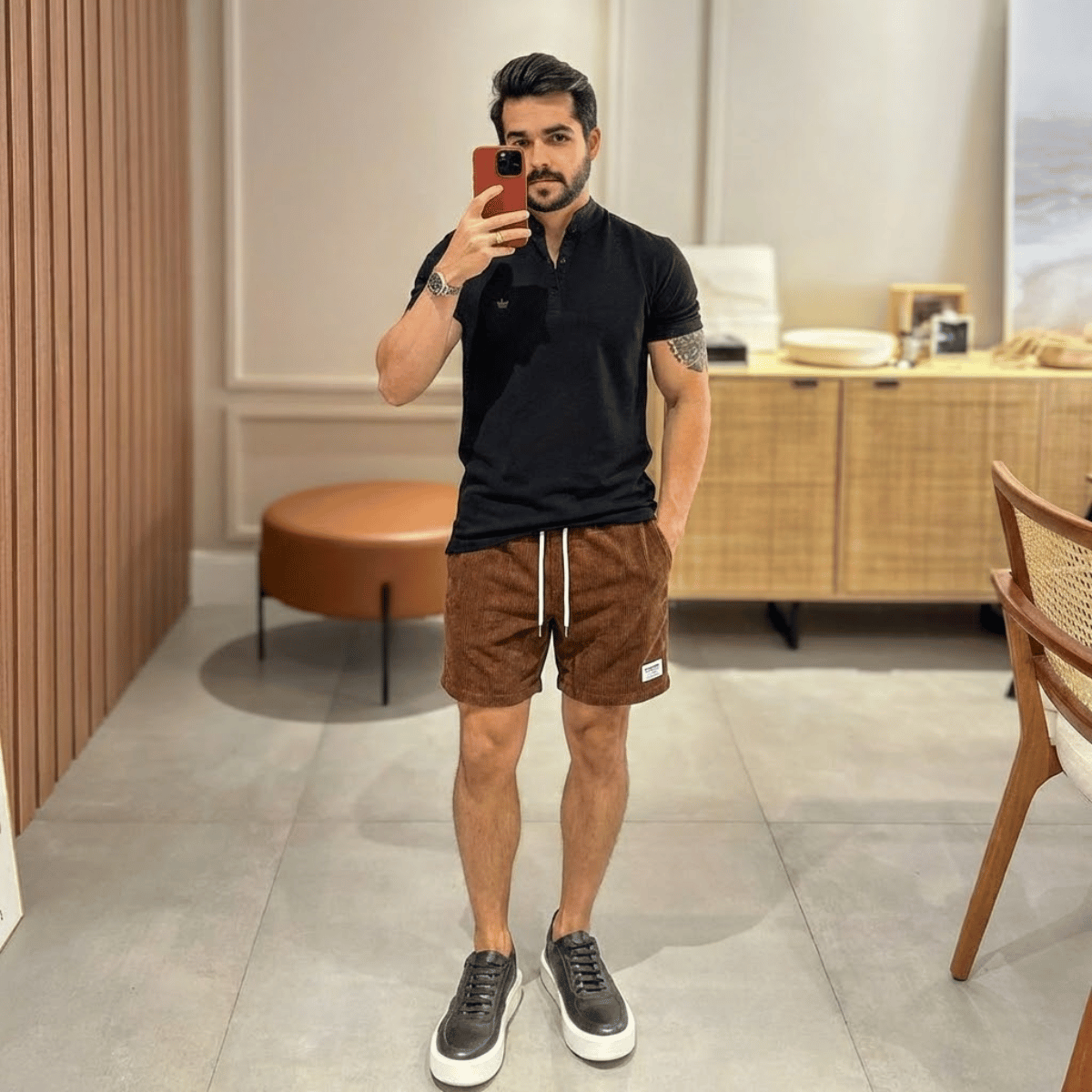 Bermuda Masculina de Veludo Cotelê