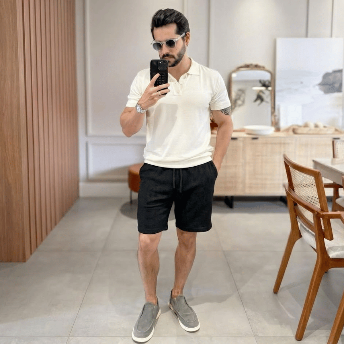 Bermuda Masculina Casual texturizada