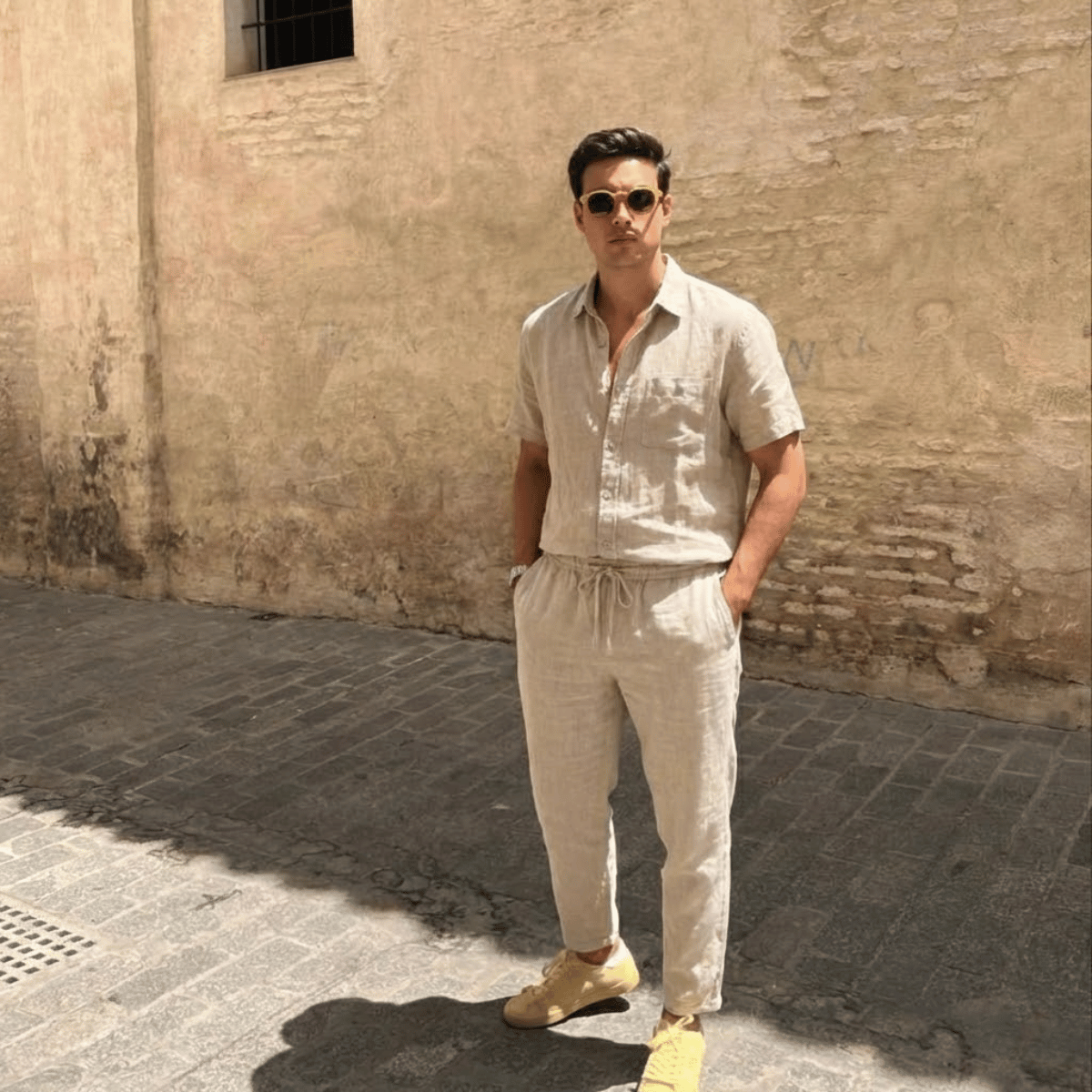 Conjunto Masculino Camisa + Calça de linho Bege