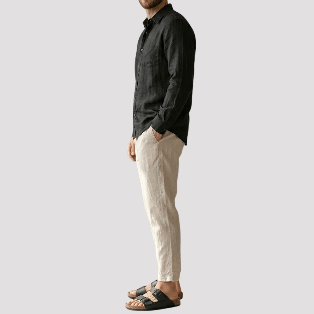 Conjunto Masculino de linho com sandália
