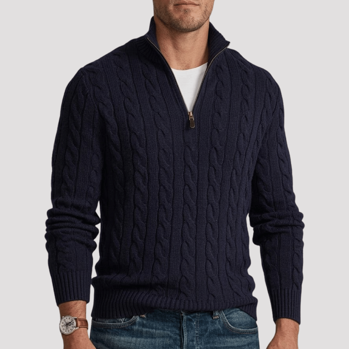 Suéter Quarter Zip Masculino Texturizado