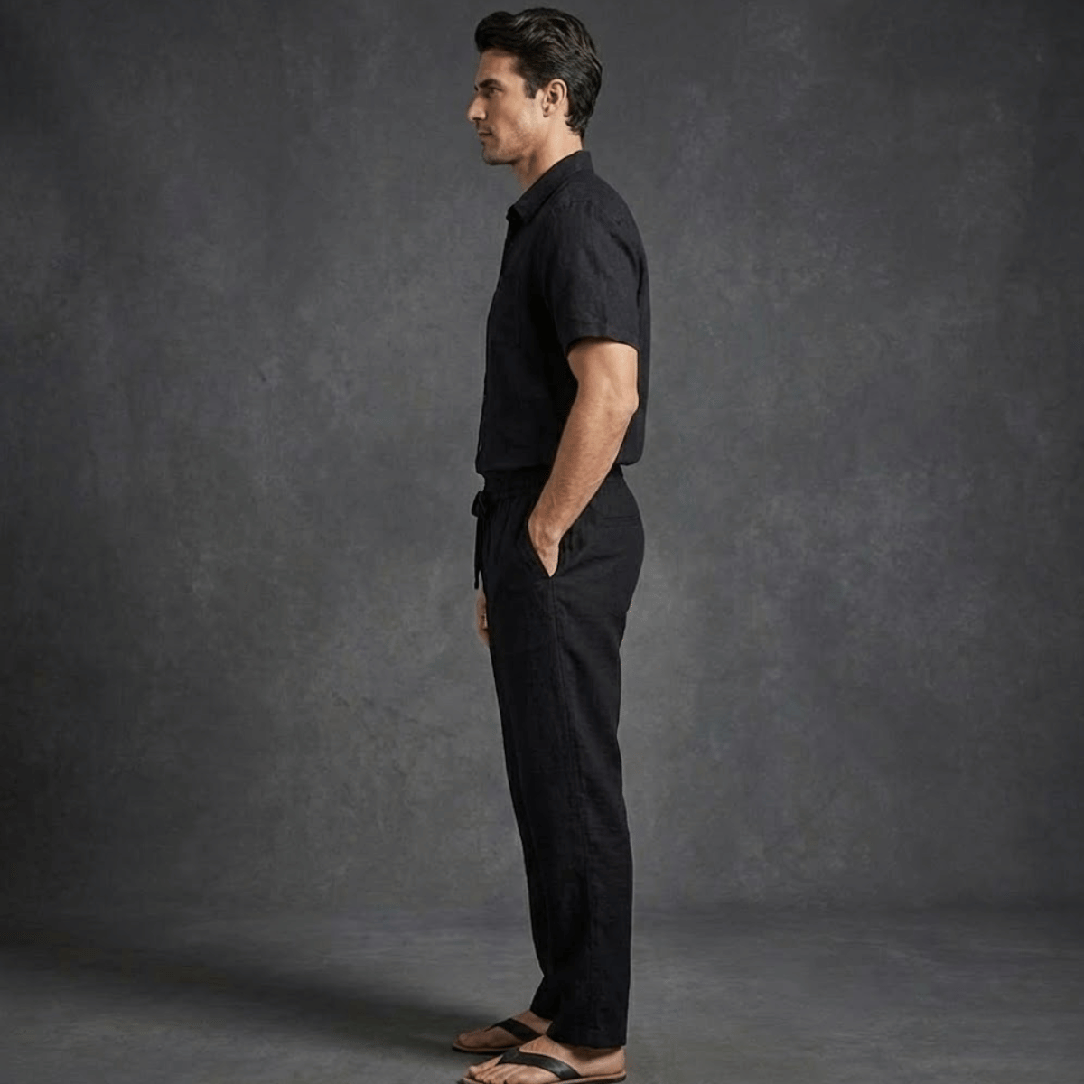 Conjunto Masculino de Linho Preto