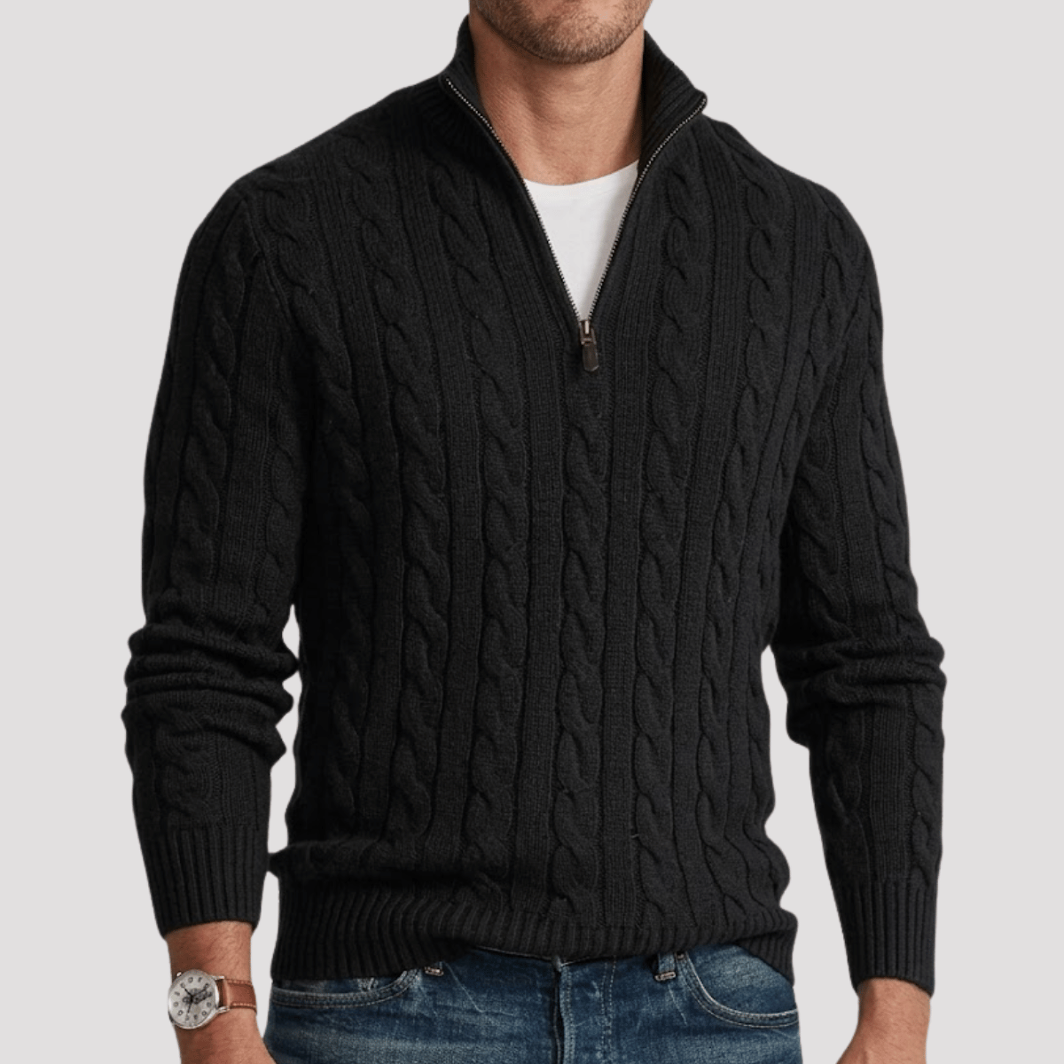 Suéter Quarter Zip Masculino Texturizado