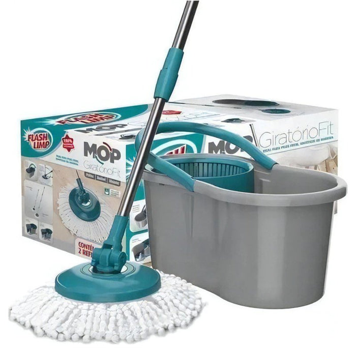 Mop Esfregão Giratório 360 com Balde e Refil Microfibra