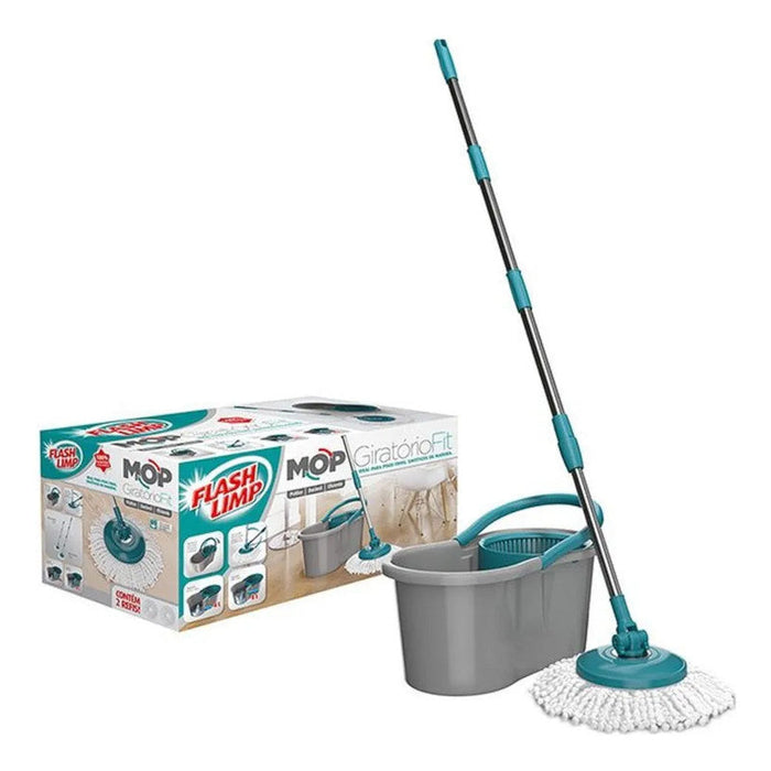 Mop Esfregão Giratório 360 com Balde e Refil Microfibra